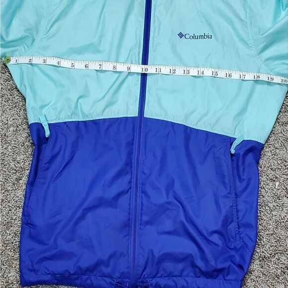 Columbia Mint Green & Blue Color Block Windbreaker, Size Medium - Picture 5 of 7
